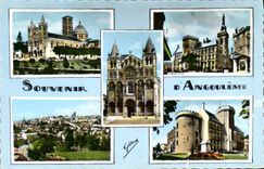 MODERN CARD Angouleme Cathedral Town hall View Turn of Valois