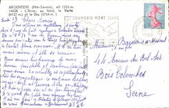 POSTAL MODERNA Argentiere Arve el verde y grueso