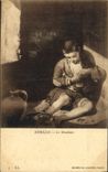 VINTAGE POSTCARD Museum Of Louvre Paris the beggar