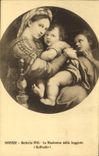 VINTAGE POSTCARD Firenze Galleria Pitti the Madonna Della Seggiola Raffaello