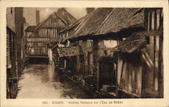 VINTAGE POSTCARD Rouen Old women Houses On I' Eau De Robec