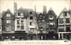 VINTAGE POSTCARD Tours Houses of the 12 and 13th Plumereau Place