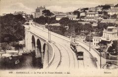 CPA Marseille Le Pont de la Fausse Monnaie Tramway