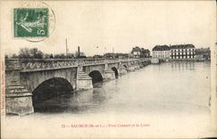 VINTAGE POSTCARD Saumaur Bridge Cessart and the Loire