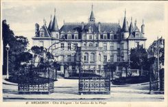 VINTAGE POSTCARD Arcachon Dimensions Money the casino seen of the beach