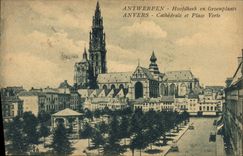 CPA Anvers Cathedrale et place verte 