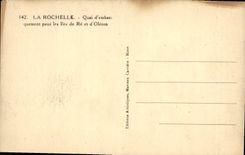 POSTAL La Rochelle de la VENDIMIA que envía la plataforma para el Ile de Ré y el barco de Oleron