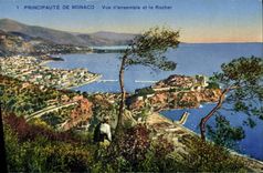 VINTAGE POSTCARD Principality of Monaco Overall picture and the Rock