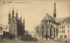 CPA Louvain Hotel De Ville Et Eglise St Pierre