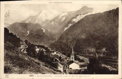 CPA Eaux Bonnes Village d'Aas et pic de Ger