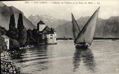 CPA Lac Leman Chateau De Chillon Et La Dent Du Midi Bateau