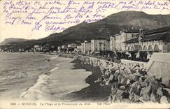 CPA Menton La Plage et la Promenade du Midi