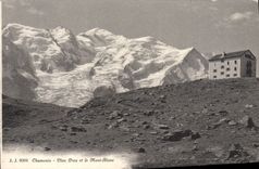 VINTAGE POSTCARD Plane Chamonix Praz and Mont Blanc
