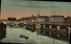 CPA Le Mans La Sarthe Le Pont Gambetta et la Vue Generale