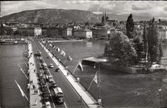MODERN CARD Geneva the Bridge Of Mont Blanc and island JJ Rousseau