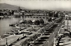 MODERN CARD Geneva Quay of Mont Blanc and Vue On the City