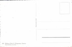 MODERN CARD Geneva Island Rousseau and cathedral St Pierre