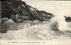 CPA Biarritz La Cote des Basques Par Gros Temps