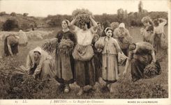 VINTAGE POSTCARD Museum Of Luxembourg Jules Breton Paris the recall of the glaneuses ones