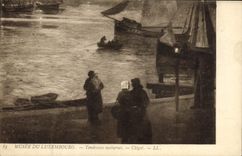 VINTAGE POSTCARD Museum Of Luxembourg Paris night Tendernesses Chigot