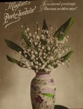 VINTAGE POSTCARD Fantasy Flowers Lily of the valley Japanese Japan Vase