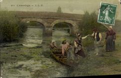 VINTAGE POSTCARD Fantasy Woman the boarding Folklore