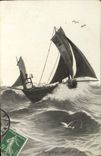 CPA Par grosse mer vente arriere Bateau