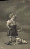 VINTAGE POSTCARD Fantasy Child Doves