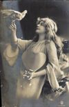 VINTAGE POSTCARD Fantasy Woman Dove Heart