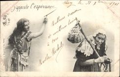 VINTAGE POSTCARD Fantasy Woman Year 1901 Hope