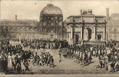 VINTAGE POSTCARD Museum of Louvre Paris a review under the Bellange Empire