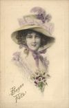 VINTAGE POSTCARD Fantasy Woman Hat