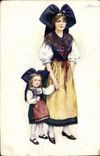 VINTAGE POSTCARD Fantasy Alsace Child wife