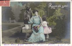 VINTAGE POSTCARD Fantasy Woman Sun ray