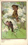 VINTAGE POSTCARD Fantasy Child Emanations printanieres
