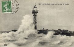 CPA Le Havre La Jetee Un Jour de tempete 