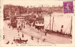 CPA Dieppe Depart De La Malle De Dieppe Bateau