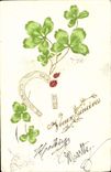 VINTAGE POSTCARD Fantaisie Clover Horseshoe