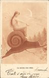 CPA Fantaisie Femme Escargot la reine des fees