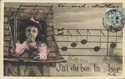 VINTAGE POSTCARD Fantaisie Child I have good Tobacco
