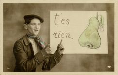 VINTAGE POSTCARD Fantasy Man Pear