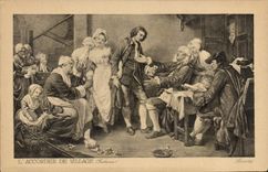 VINTAGE POSTCARD Fantasy the accordee of Louvre village