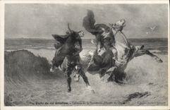 VINTAGE POSTCARD Fantasy Escape of king Gradlon Luminais Museum of Quimper