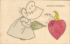 VINTAGE POSTCARD Fantasy Child Heart