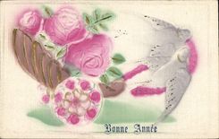 VINTAGE POSTCARD Fantasy Happy New Year Dove