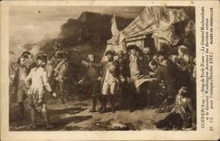 VINTAGE POSTCARD To bend Seat of York Town general Rochambeau and general Washington give the last orders