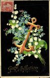 CPA Fantaisie Fleurs Ancre de marine