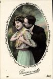 VINTAGE POSTCARD Fantaisie Woman Kiss flies