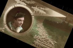 VINTAGE POSTCARD Fantasy Man Boat at sea