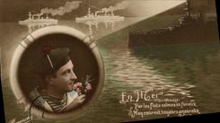 CPA Fantaisie Homme Bateau En mer 